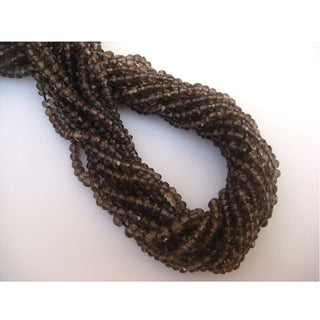 13 Inch Strand 3mm Smoky Quartz Micro Faceted Rondelle Beads, Sold As 1 Strand/5 Strand, L6