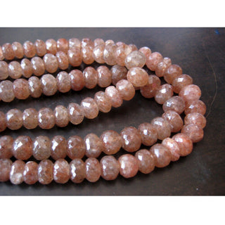 Sunstone Beads, Faceted Rondelle Beads, 9mm Beads, 37 Pieces Approx, 9 Inch Half Strand, Wholesale Price