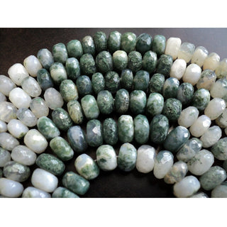 Moss Agate Faceted Rondelle Beads, Green Moss Agate 9mm Beads, Sold As 5 Inch Half Strand/10 Inch Strand, GFJP