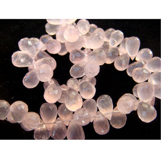 Rose Quartz, Micro Faceted, Tear Drop Beads, Briolette Beads - 11mm To 12mm Each - 30 Pieces