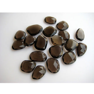 6 Pieces 14mm To 18mm Each Smoky Quartz Rose Cut Flat  Brown Color Loose Cabochons RS23
