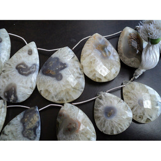 Solar Quartz Briolettes, Faceted Pear Beads, Huge 28x36mm To 30x50mm Beads, 7 Pieces Approx