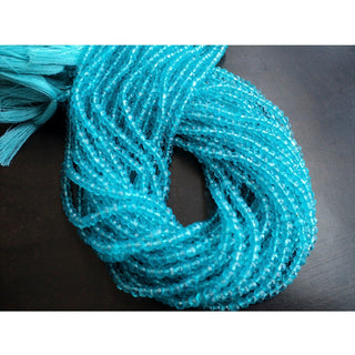 13 Inches 4mm Wholesale Coated Quartz Beads, Blue Topaz Color Micro Faceted Rondelle Beads, Sold As 1/5/10/50 Strands, SKU-WS298