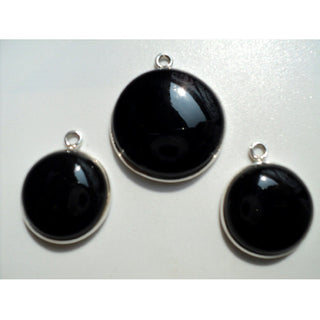 3 Pieces Bezel Gemstone Connectors, Black Onyx Connectors, Sterling Silver Connectors, 3 Piece Connector Set For Earrings And Pendant