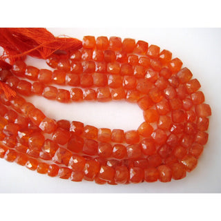 Carnelian Box Beads, Faceted Carnelian, Carnelian Stone, 7mm Beads, 9 Inch Strand, 30 Pieces Approx