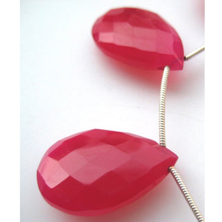 Pink Chalcedony Beads, Briolette Beads, Pear Beads, Faceted Gemstones, 11 Pieces, 24x16mm Each, Wholesale Price