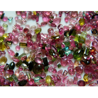14 Pieces 6mm To 9mm Each Tourmaline Faceted Mixed Shaped Pink And Green Color Loose Gemstones SKU-TRF1