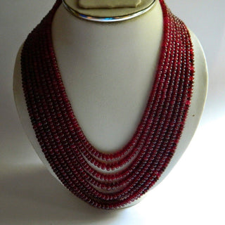Multi Strand Ruby Necklace Ruby Jewelry Glass Filled Ruby 8 Strands 3mm To 6mm Beads 13 Inches To 18 Inches Each