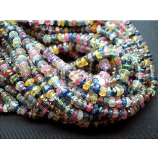 Multi Sapphire Faceted Rondelle Beads Sapphire Rondelles 3mm To 4.5mm Beads 16 Inch Strand - Rondelles Ovals & Rounds