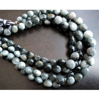 Grey Cats Eye Bead Black Cats Eye Briolette Beads Onion Briolette, 12mm To 8mm Each, 25 Pieces Approx, 4.5 Inch Half