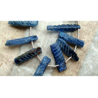 Blue Kyanite Stick Beads - Kyanite Rough Textured Sticks - 15mm To 18mm Each - 12 Pieces