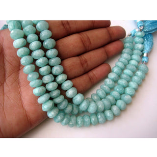 Amazonite Beads, Faceted Rondelle Beads, Gemstone Beads, 9mm Beads, 4 Inch Half Strand, 15 Pieces Approx