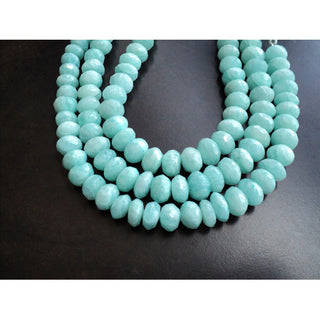 Amazonite Beads, Faceted Rondelle Beads, Gemstone Beads, 9mm Beads, 4 Inch Half Strand, 15 Pieces Approx