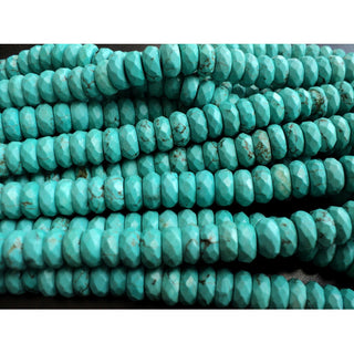 Turquoise Faceted Rondelle Beads, Chinese Turquoise, 8mm Beads, Sold As 8 Inch Strand/16 Inch Strand