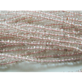 5 Strands Wholesale Lot Rose Quartz Beads, , Faceted Rondelles, 3mm Beads, 13.5 Inches Each