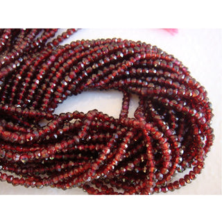 Mozambique Garnet Faceted Rondelles, 3mm garnet Beads, 13 Inch Strand, Sold As 1 Strand/5 Strand, PP150
