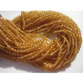 Citrine Micro Faceted Coated Quartz Rondelle Beads, 4mm Beads, 13 Inch Strand