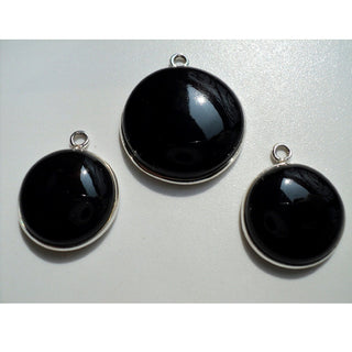 3 Pieces Bezel Gemstone Connectors, Black Onyx Connectors, Sterling Silver Connectors, 3 Piece Connector Set For Earrings And Pendant