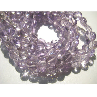 Pink Amethyst Faceted Coin Beads, 9mm To 10mm Pink Amethyst Faceted Coin Beads 9 Inch Strand