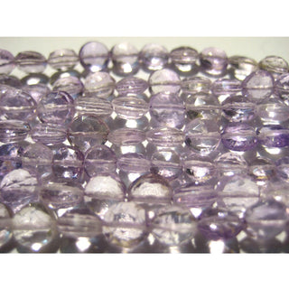 Pink Amethyst Faceted Coin Beads, 9mm To 10mm Pink Amethyst Faceted Coin Beads 9 Inch Strand