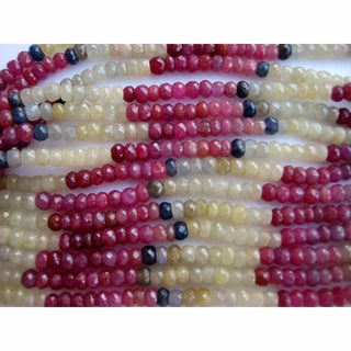 Multi Sapphire Faceted Rondelle Beads/ 5mm Faceted White Pink Blue Sapphire Beads/ 50 Pieces Approx/ 7 Inch Half Strand