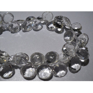Quartz Crystal Beads, Faceted Gemstones, Heart Briolettes, Faceted Gemstones, 8x8mm, 45 Pieces Approx, 8 Inch Strand