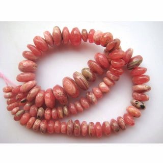 Rhodocrosite Rondelles, Rondelle Beads, Rhodocrosite Beads, 7mm To 11mm Beads, 37 Pieces, 8 Inch Half Strand