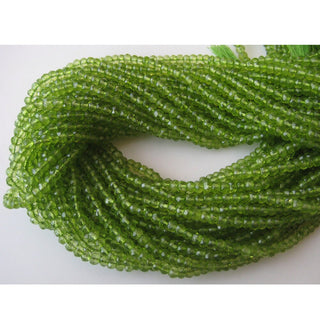 Green Coated Quartz Peridot Color Rondelle Beads, Micro Faceted Rondelle Beads, 4mm Beads, 13 Inch Strand