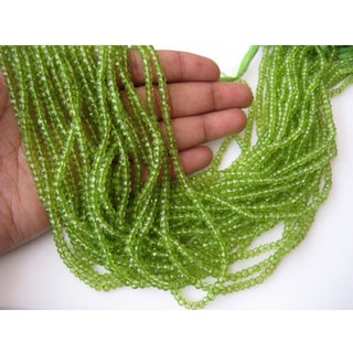 Green Coated Quartz Peridot Color Rondelle Beads, Micro Faceted Rondelle Beads, 4mm Beads, 13 Inch Strand