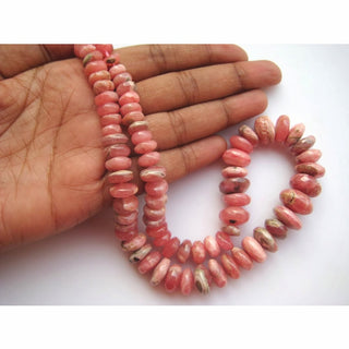 Rhodocrosite Rondelles, Rondelle Beads, Rhodocrosite Beads, 7mm To 11mm Beads, 37 Pieces, 8 Inch Half Strand