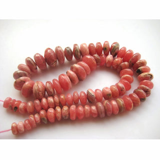 Rhodocrosite Rondelles, Rondelle Beads, Rhodocrosite Beads, 7mm To 11mm Beads, 37 Pieces, 8 Inch Half Strand