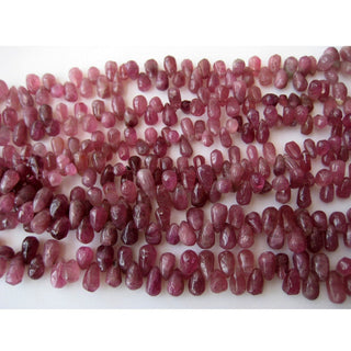 Pink Tourmaline Briolette Beads, Tear Drop Bead, Raw Pink Tourmaline, 7mm To 11mm Beads, 45 Pieces Approx, 8 Inch Strand