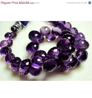 Natural Amethyst Onion Shaped Faceted Briolette 6mm To 10mm Amethyst Onion Beads 34 Pieces 4 inch Half Strand