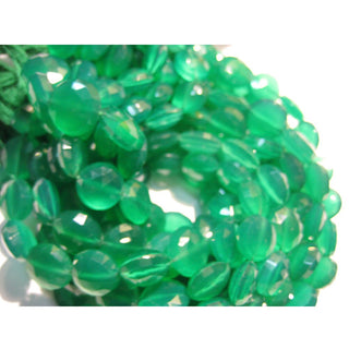 Green Onyx/ AAA Gemstones/ Faceted Gemstone/ Coin Beads - 11mm Each/ 7 Inch Strand - 16 Pieces Approx