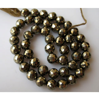 Pyrite Faceted Beads Rondelle Beads, 6mm Pyrite Beads, 45 Pieces, 12 Inch Strand