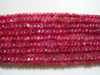 Ruby Necklace Multi Strand Ruby Beads Faceted Rondelles Glass Filled Ruby 3 Strands, 3mm To 5.5mm Beads, 17 Inch To 18 Inches Each
