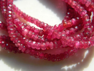 Multi Strand Ruby Necklace Ruby Rondelle Beads Faceted Rondelles Glass Filled Ruby, 4 Strands, 3.5mm To 7mm Beads, 21 Inch To 20 Inches Each