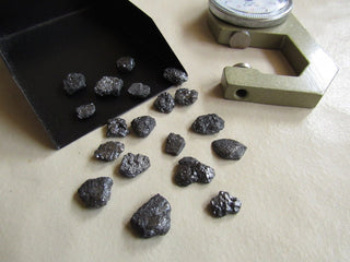 5 Pieces Black Color Raw Rough Flat Uncut Diamonds, 5mm To 6mm each Approx Perfect for Bezel And prong Settings