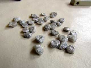 5 Pieces 5mm To 6mm Each White/Grey Flat Raw Rough Diamonds,  Natural Uncut Diamond Perfect for Bezel And prong Settings