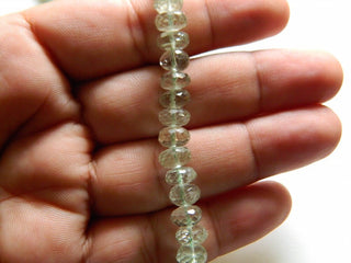 Green Amethyst Beads, Micro Faceted Rondelles, 8mm Beads, 10 Inch Strand, 50 Pieces Approx
