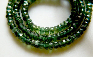 Green Apatite Rondelle Beads, 4mm Faceted Beads, Wholesale Gemstones, 13 Inch Strand