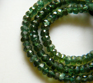 Green Apatite Rondelle Beads, 4mm Faceted Beads, Wholesale Gemstones, 13 Inch Strand