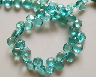 Blue Apatite Beads, Plain Heart Briolettes, Green Apatite, Wholesale Price, 6mm Each, 4 Inch Half Strand