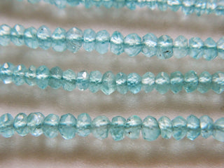 Apatite Rondelle Beads, Faceted Blue Apatite Beads, 3.5mm Faceted Beads, 14 InchStrand