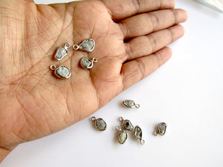 10 Pieces White Diamond Connectors Single Loop, 925 Silver Connectors, Rough Diamond, Raw Diamond Connectors, 7mm Approx