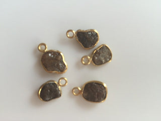 2 Pieces Brown Diamond Connector, Single Loop, 925 Silver Connectors, Rough Diamond, Raw Diamond Connectors, Uncut Diamond, 7mm Approx