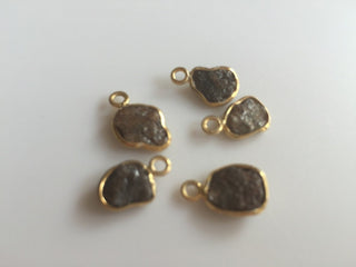 2 Pieces Brown Diamond Connector, Single Loop, 925 Silver Connectors, Rough Diamond, Raw Diamond Connectors, Uncut Diamond, 7mm Approx