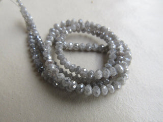 4mm To 2mm Each Grey/White Raw Rough Diamond Beads, Faceted Loose Diamond Beads, Sold As 8 Inch/16 Inch Strand, DF3