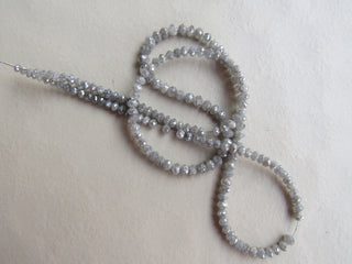 4mm To 2mm Each Grey/White Raw Rough Diamond Beads, Faceted Loose Diamond Beads, Sold As 8 Inch/16 Inch Strand, DF3