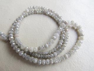 2mm To 3mm Faceted White Diamond Rondelle Beads Loose, Natural White Grey Diamond BeadsSold As 4/8/16 Inch Strand, DF5